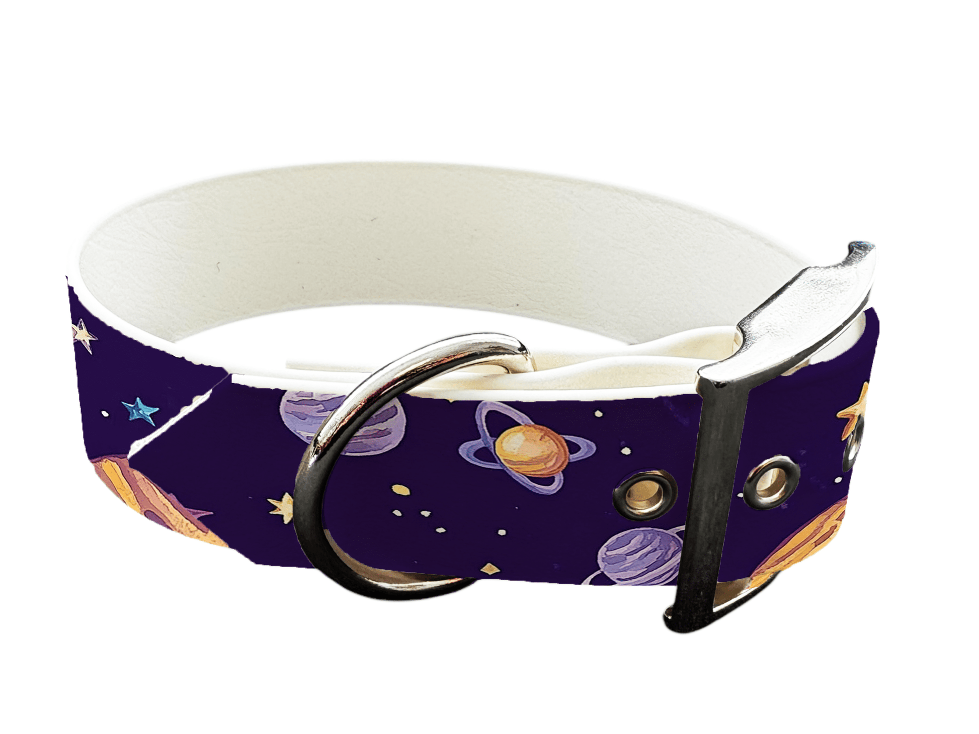 L'atelier du Fourmilier Colliers 224 Collier large pour chien en BioThane® imprimé – Collection galaxie – 38mm