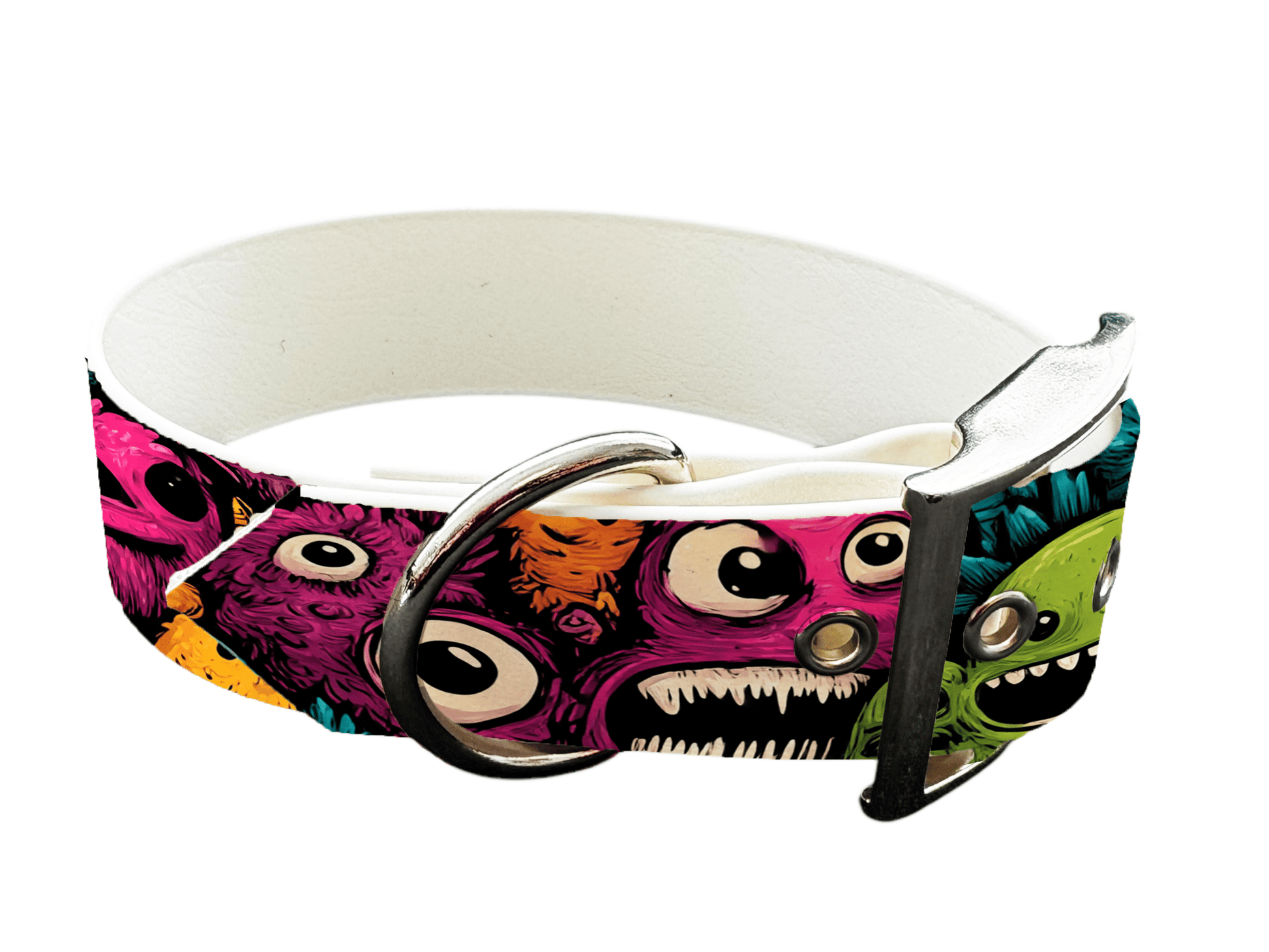 L'atelier du Fourmilier Colliers 236 Collier large pour chien en BioThane® imprimé – Collection monstres et créatures imaginaires– 38mm