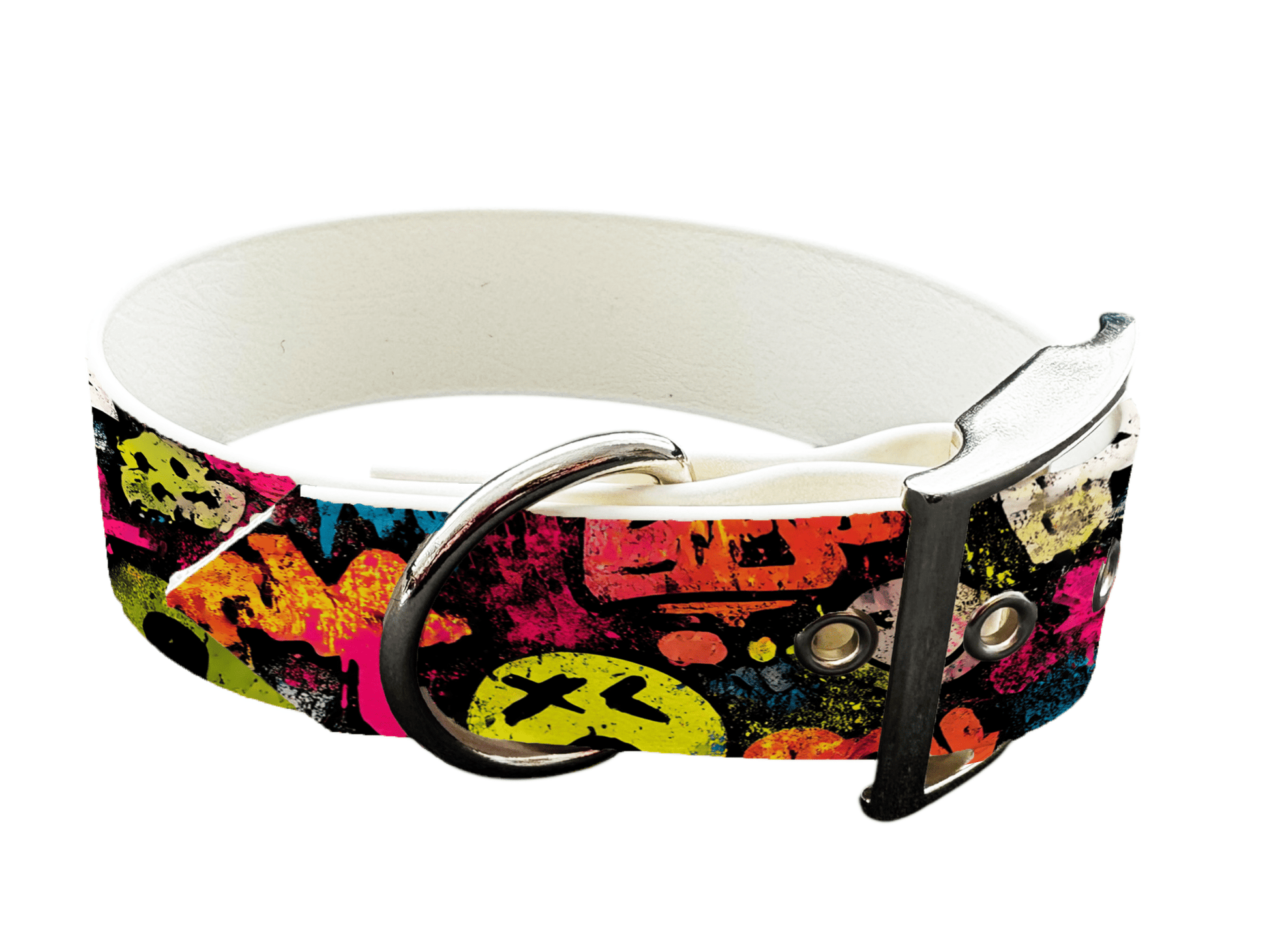 L'atelier du Fourmilier Colliers 238 Collier large pour chien en BioThane® imprimé – Collection pop art– 38