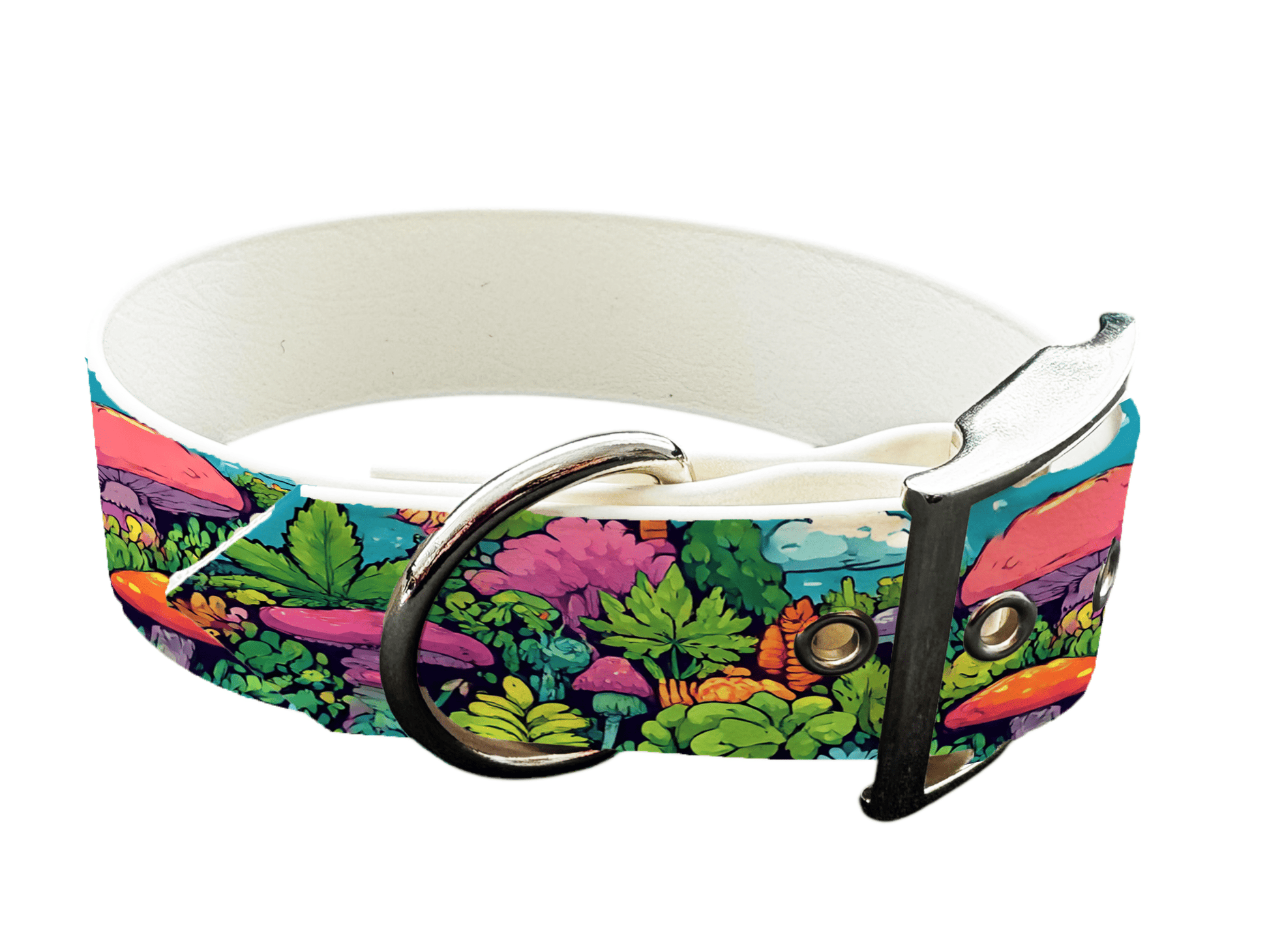 L'atelier du Fourmilier Colliers 239 Collier large pour chien en BioThane® imprimé – Collection forêt enchantée – 38mm