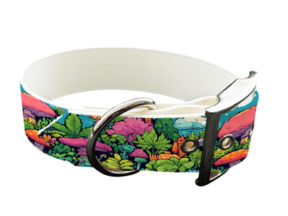 L'atelier du Fourmilier Colliers 239 Collier large pour chien en BioThane® imprimé – Collection forêt enchantée – 38mm