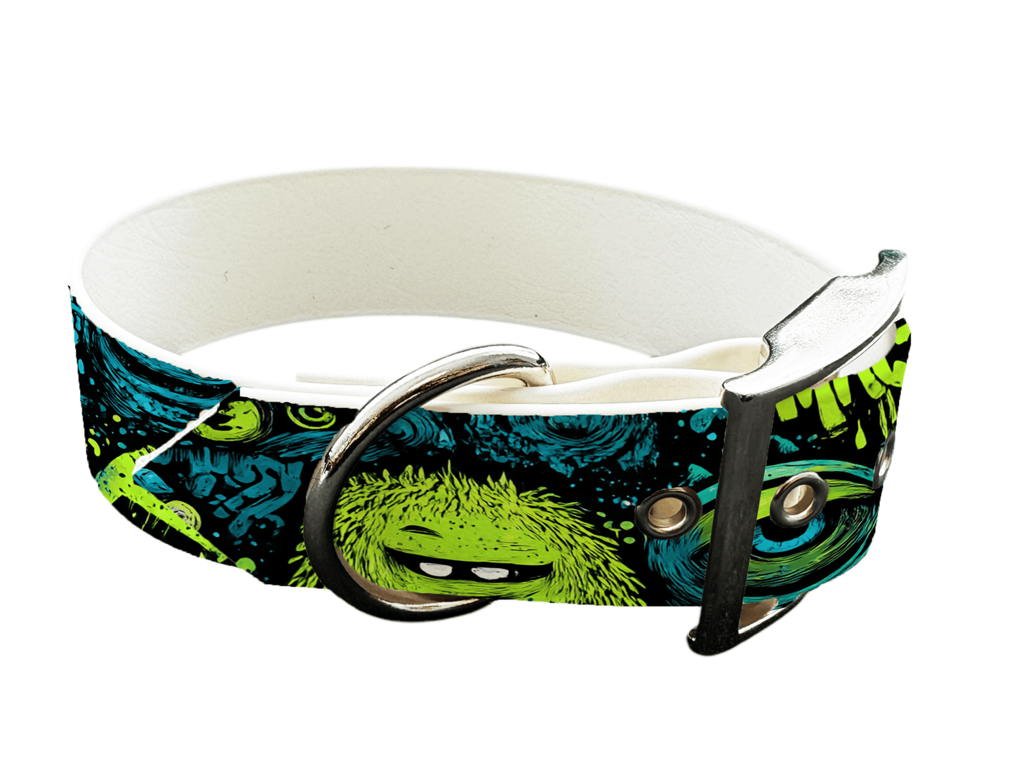 L'atelier du Fourmilier Colliers 242 Collier large pour chien en BioThane® imprimé – Collection monstres et créatures imaginaires– 38mm