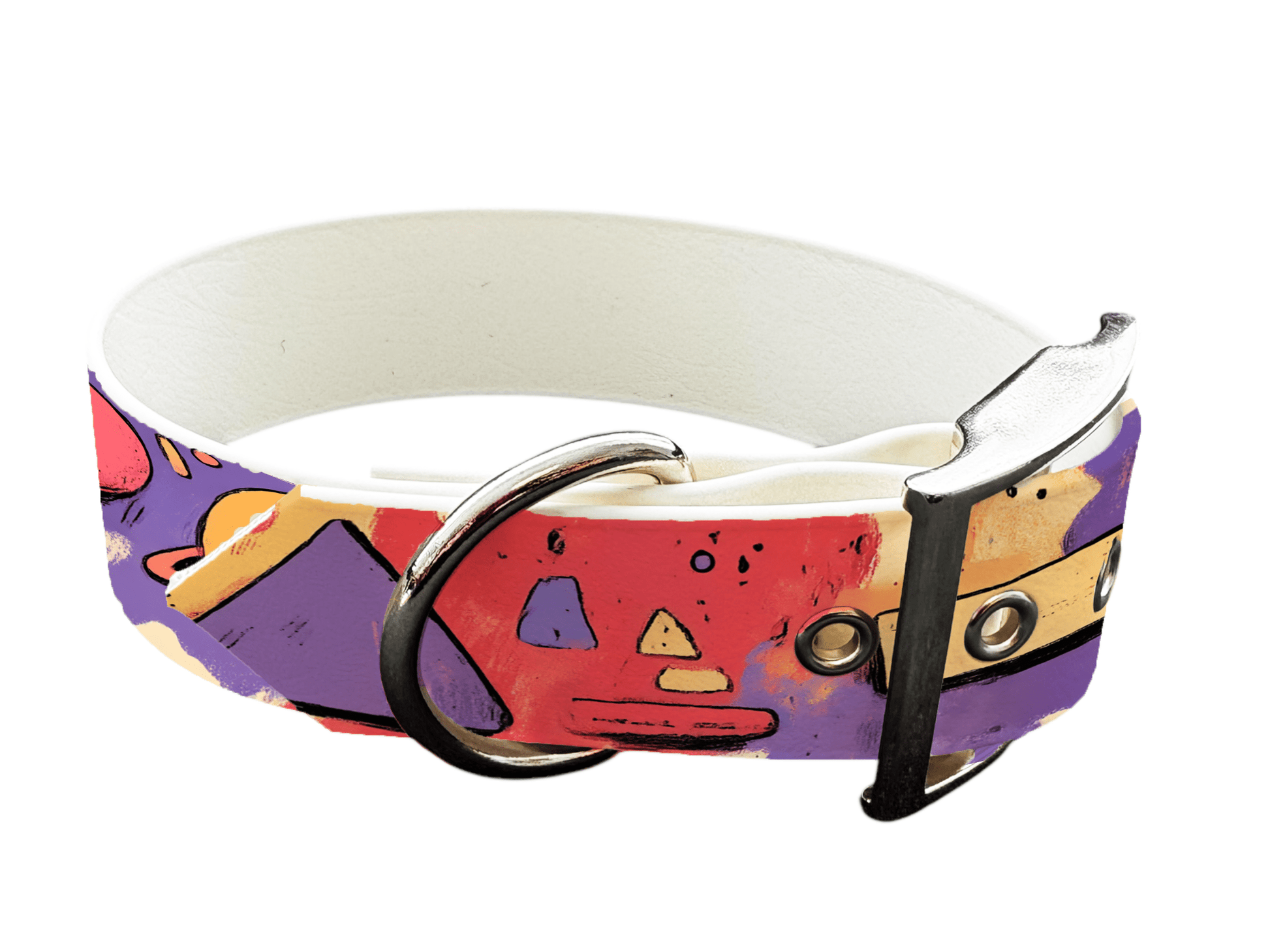 L'atelier du Fourmilier Colliers 243 Collier large pour chien en BioThane® imprimé – Collection abstrait – 38mm