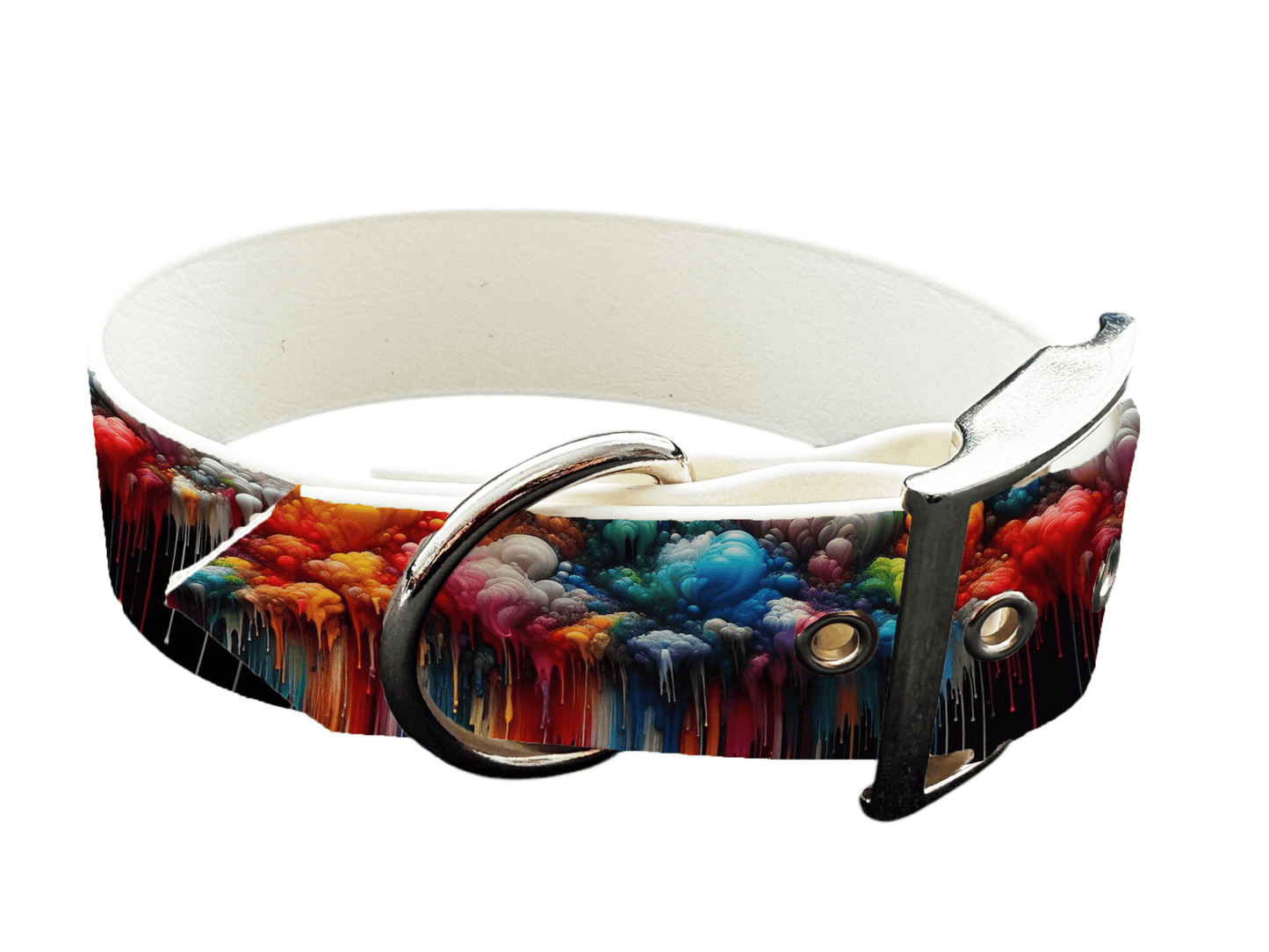 L'atelier du Fourmilier Colliers 25 Collier large pour chien en BioThane® imprimé – Collection abstrait – 38mm