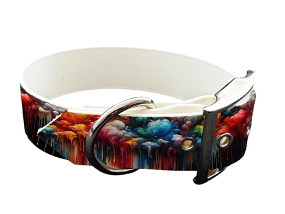 L'atelier du Fourmilier Colliers 25 Collier large pour chien en BioThane® imprimé – Collection abstrait – 38mm
