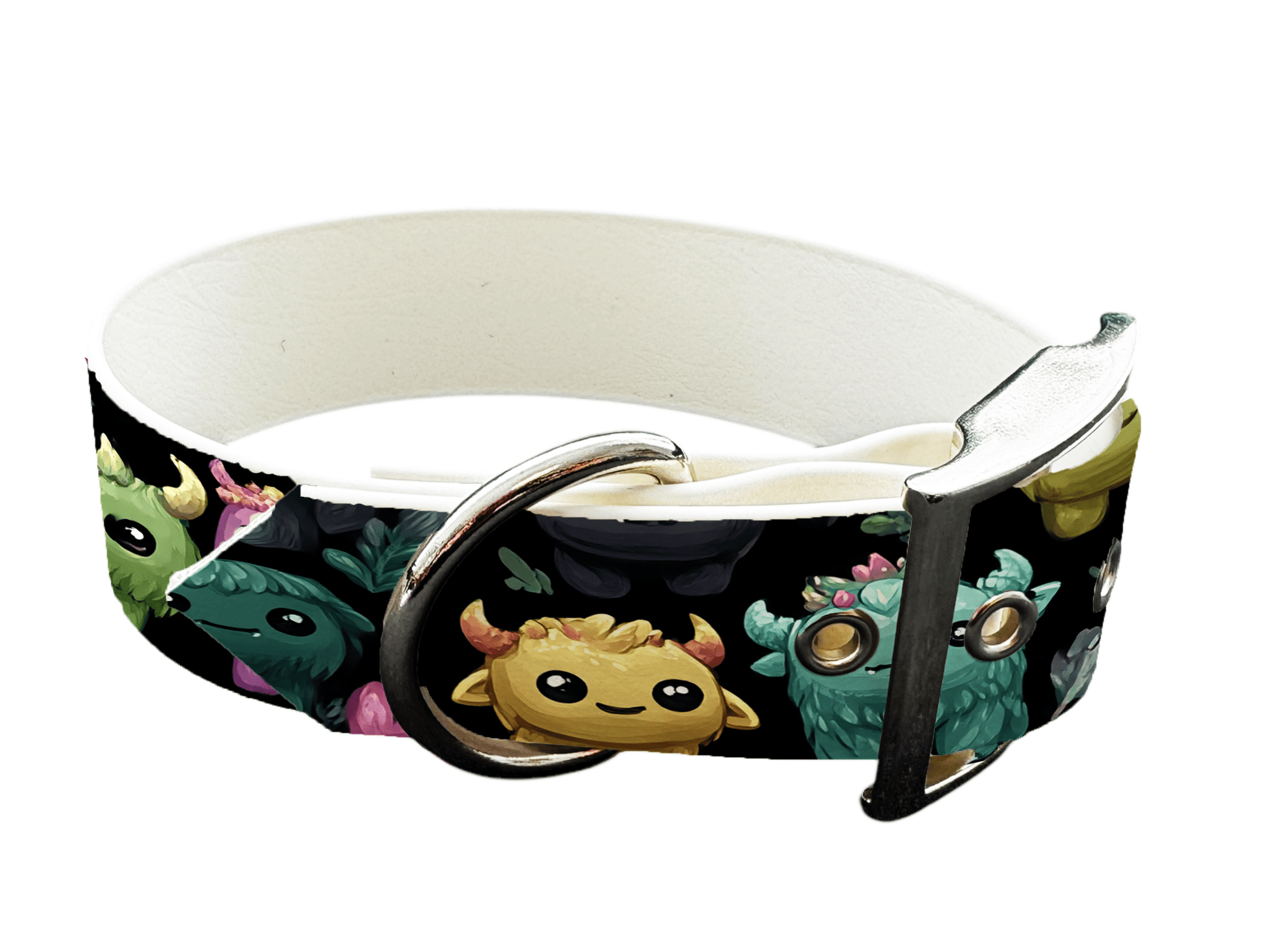 L'atelier du Fourmilier Colliers 252 Collier large pour chien en BioThane® imprimé – Collection monstres et créatures imaginaires– 38mm