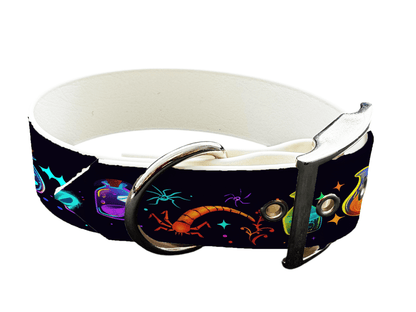L'atelier du Fourmilier colliers 277 Collier large pour chien en BioThane® imprimé – Collection Halloween– 38mm