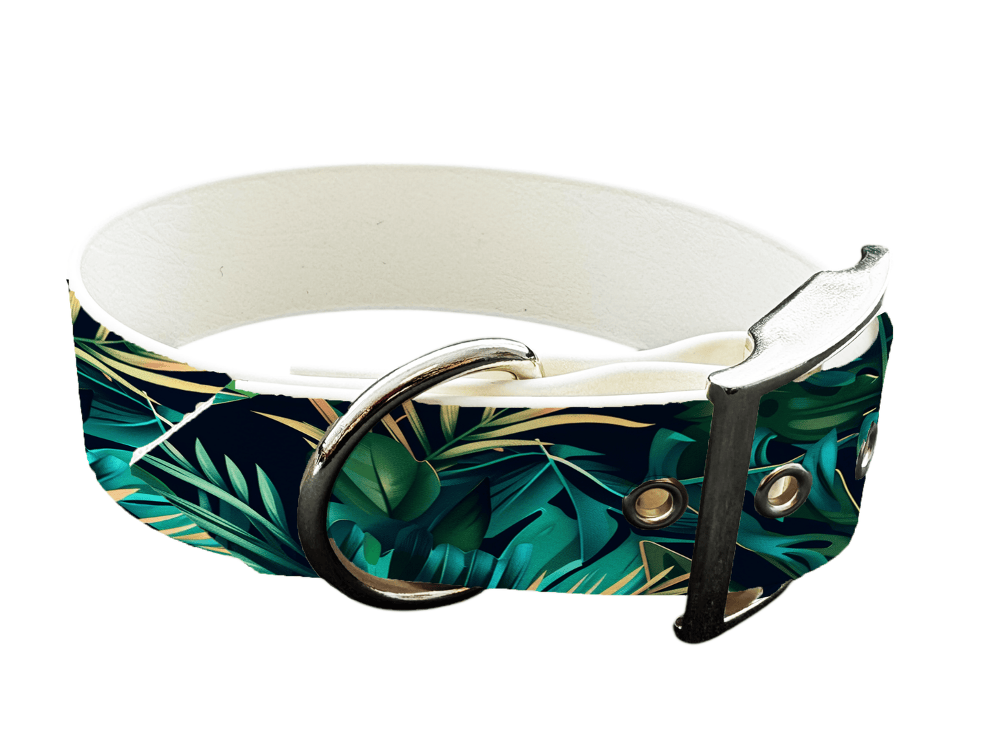 L'atelier du Fourmilier Colliers 298 Collier large pour chien en BioThane® imprimé – Collection plantes et fleurs – 19mm