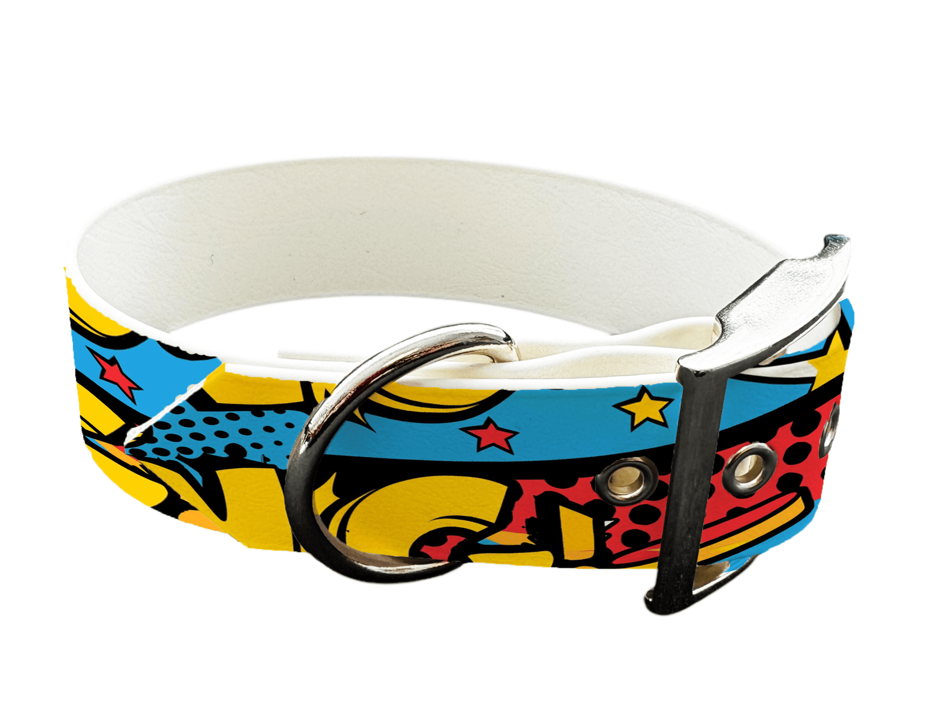 L'atelier du Fourmilier Colliers 303 Collier large pour chien en BioThane® imprimé – Collection pop art– 38