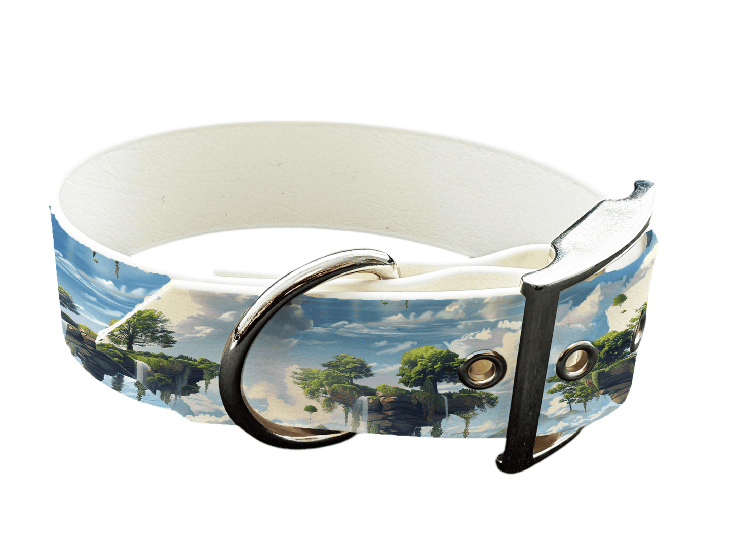 L'atelier du Fourmilier Colliers 304 Collier large pour chien en BioThane® imprimé – Collection paysage– 38mm