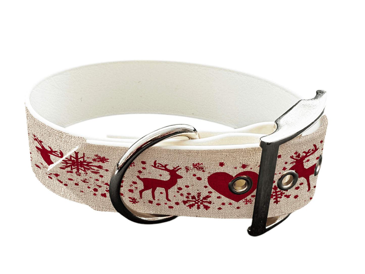 L'atelier du Fourmilier colliers 307 Collier pour chien en BioThane® imprimé – Collection Noël– 25mm