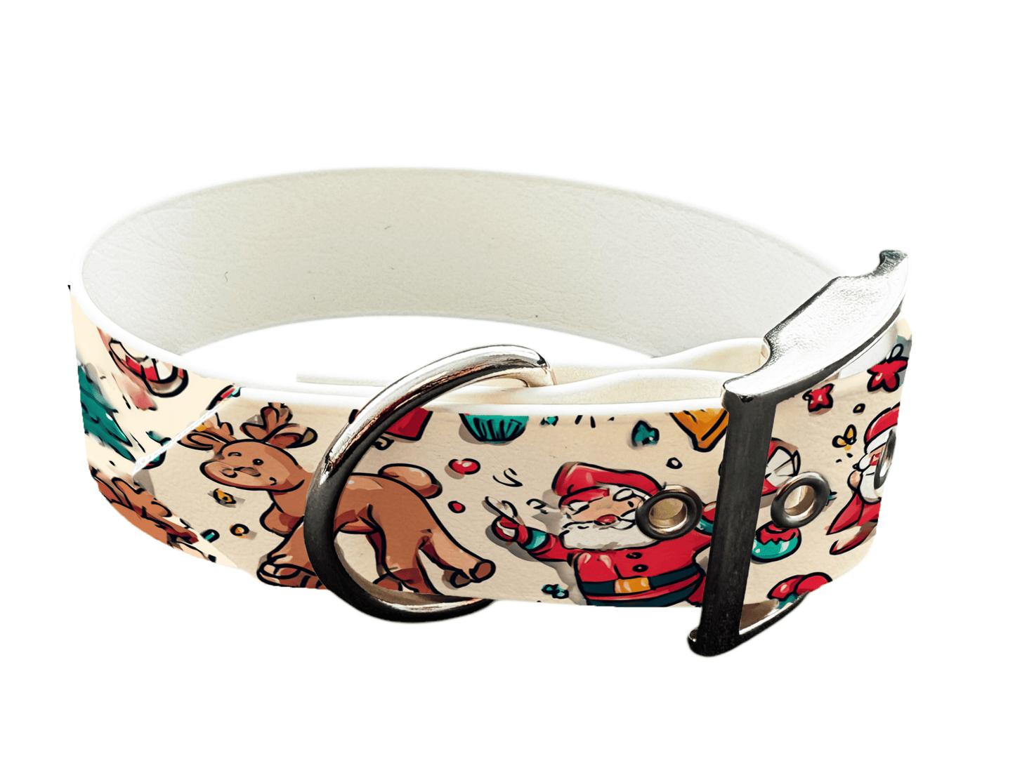 L'atelier du Fourmilier colliers 308 Collier pour chien en BioThane® imprimé – Collection Noël– 25mm