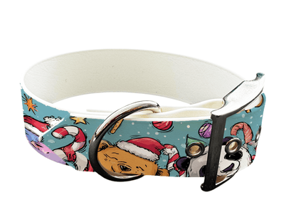 L'atelier du Fourmilier colliers 314 Collier pour chien en BioThane® imprimé – Collection Noël– 25mm