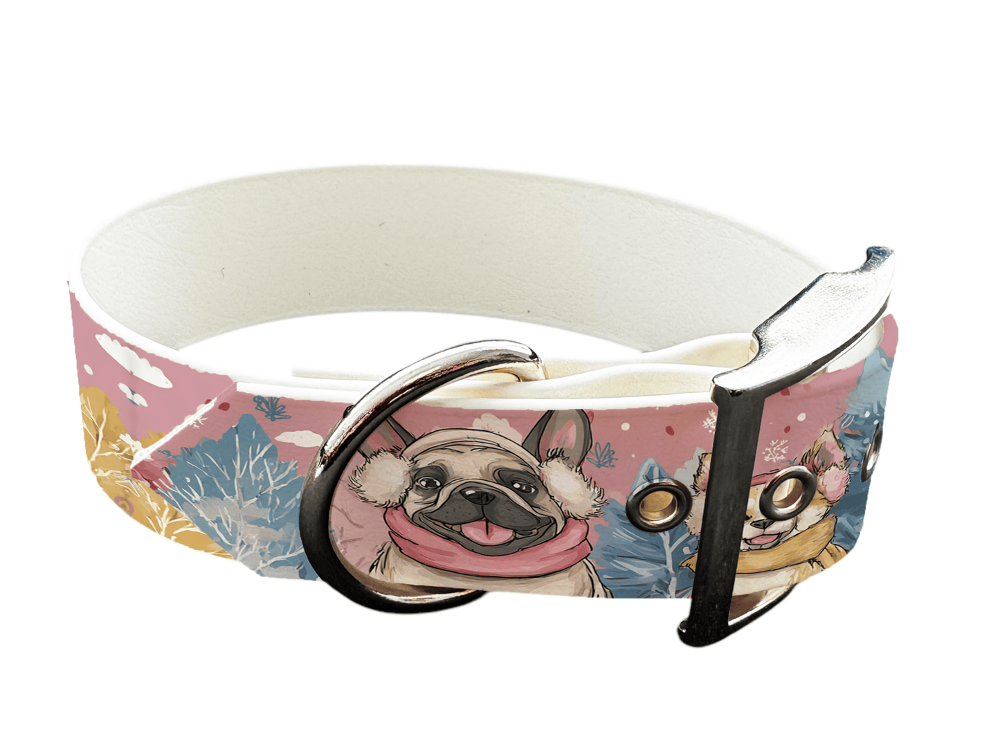 L'atelier du Fourmilier colliers 331 Collier pour chien en BioThane® imprimé – Collection Noël– 25mm