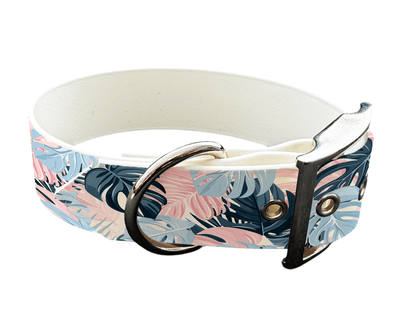 L'atelier du Fourmilier Colliers 363 Collier large pour chien en BioThane® imprimé – Collection plantes et fleurs – 38mm