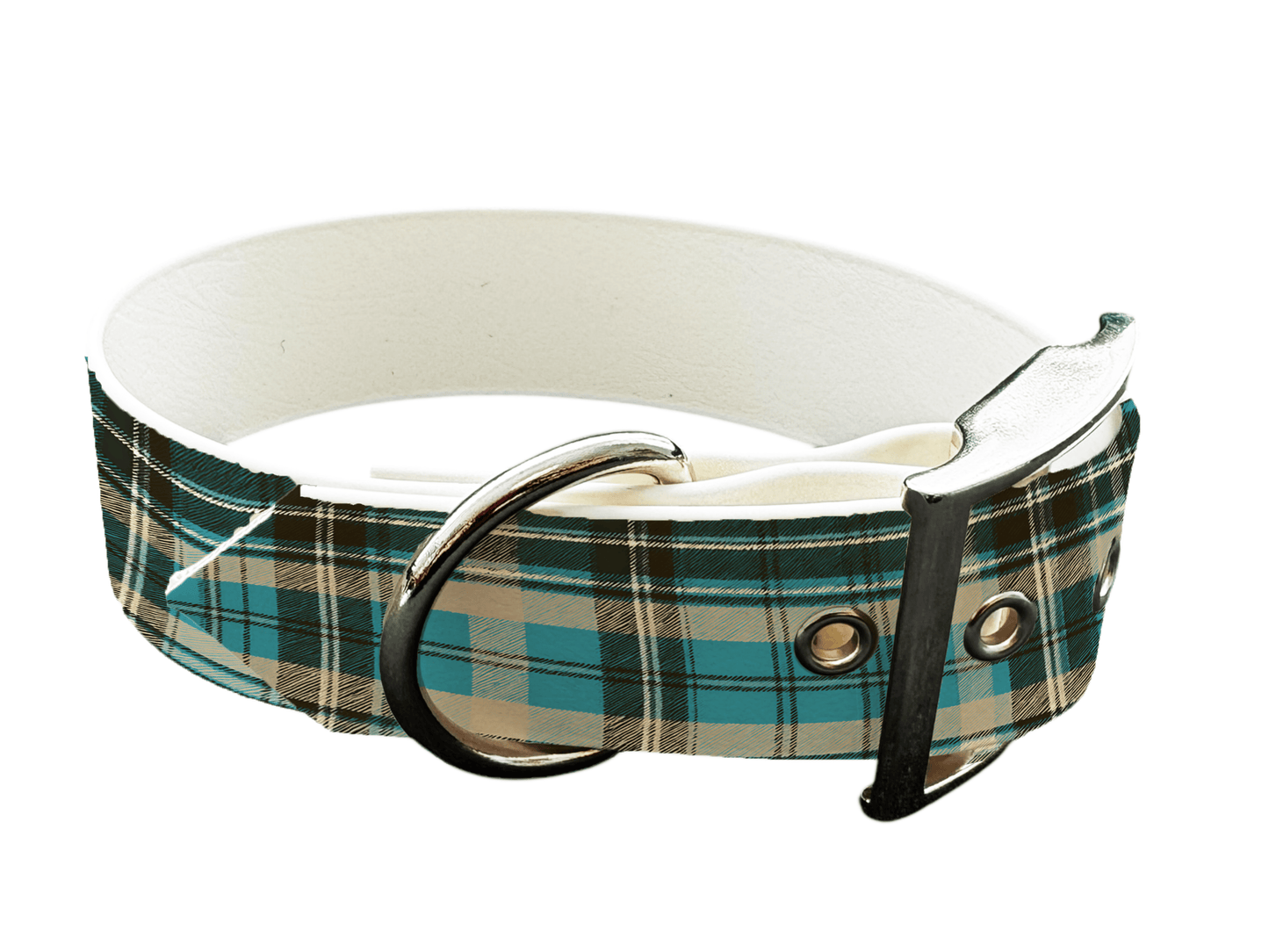 L'atelier du Fourmilier Colliers 382 Collier large pour chien en BioThane® imprimé – Collection tartan – 38mm