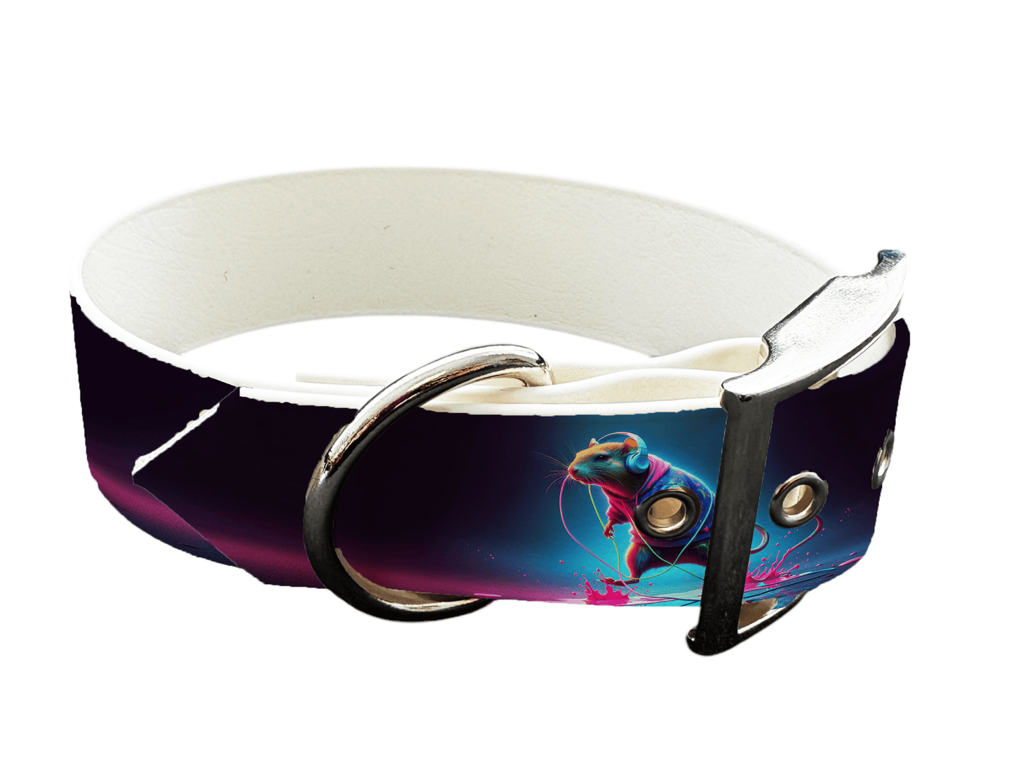 L'atelier du Fourmilier Colliers 39 Collier large pour chien en BioThane® imprimé – Collection animaux pop/kawaii – 38mm