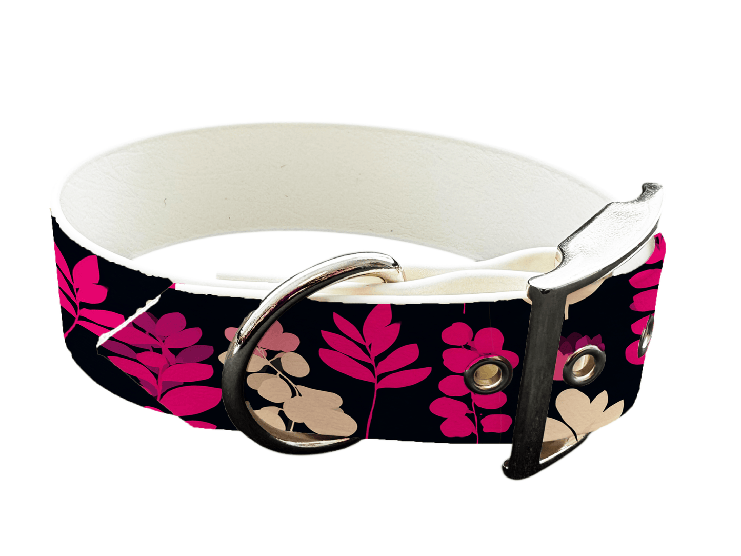 L'atelier du Fourmilier Colliers 425 Collier large pour chien en BioThane® imprimé – Collection plantes et fleurs – 38mm