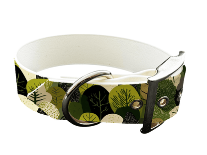 L'atelier du Fourmilier Colliers 429 Collier large pour chien en BioThane® imprimé – Collection plantes et fleurs – 38mm