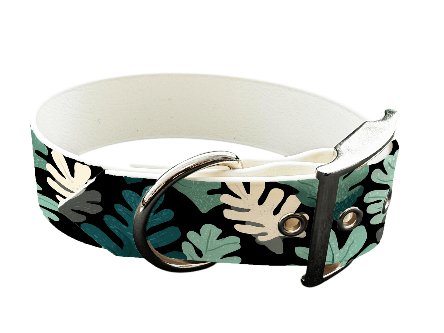 L'atelier du Fourmilier Colliers 430 Collier large pour chien en BioThane® imprimé – Collection plantes et fleurs – 38mm