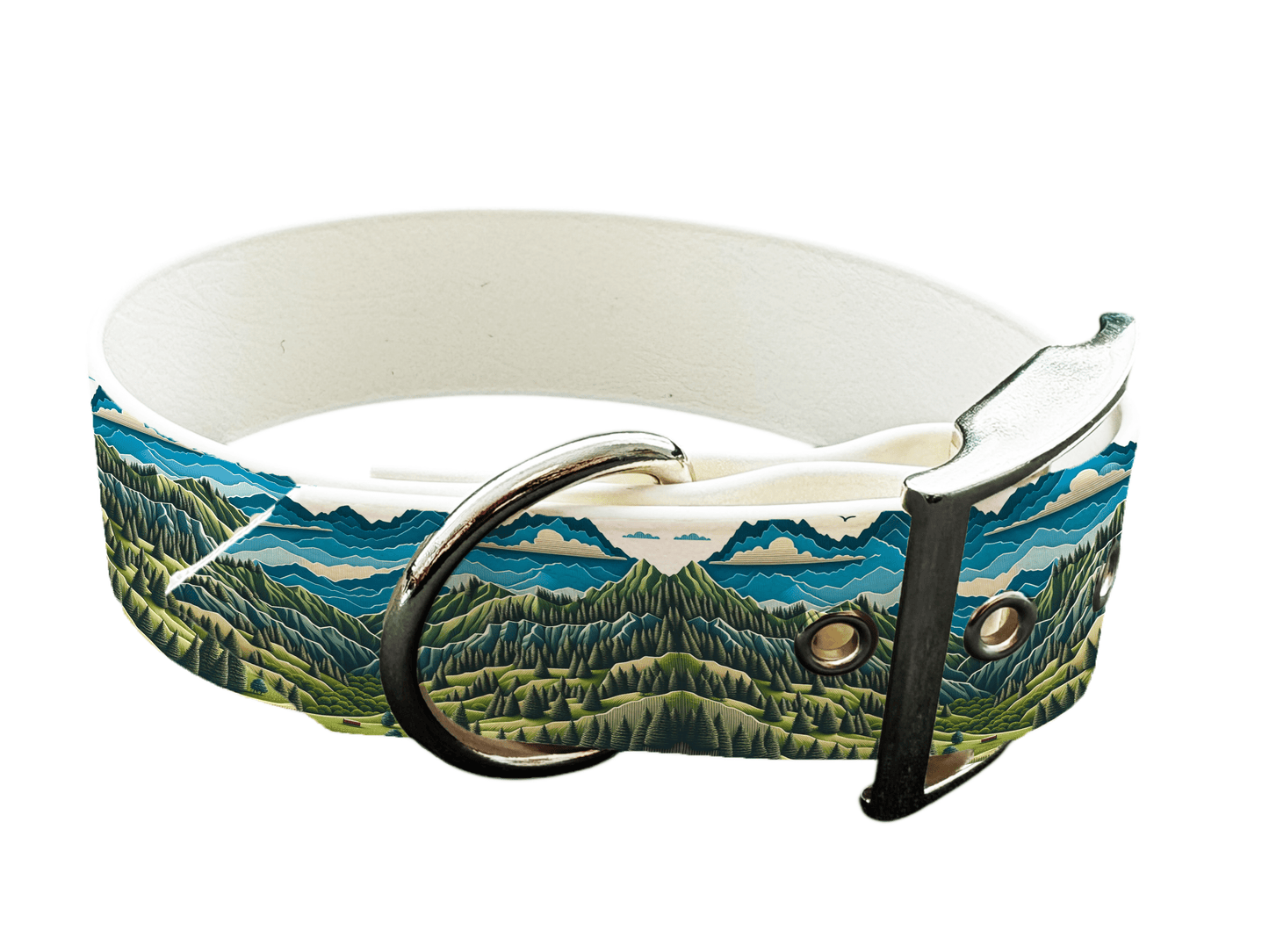 L'atelier du Fourmilier Colliers 53 Collier large pour chien en BioThane® imprimé – Collection paysage– 38mm