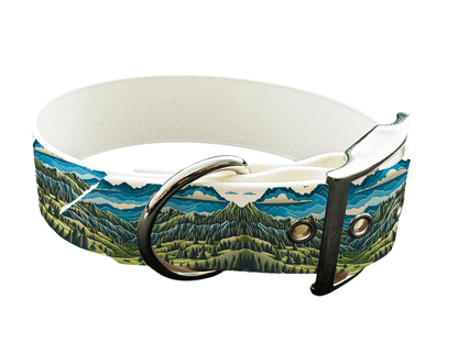 L'atelier du Fourmilier Colliers 53 Collier large pour chien en BioThane® imprimé – Collection paysage– 38mm