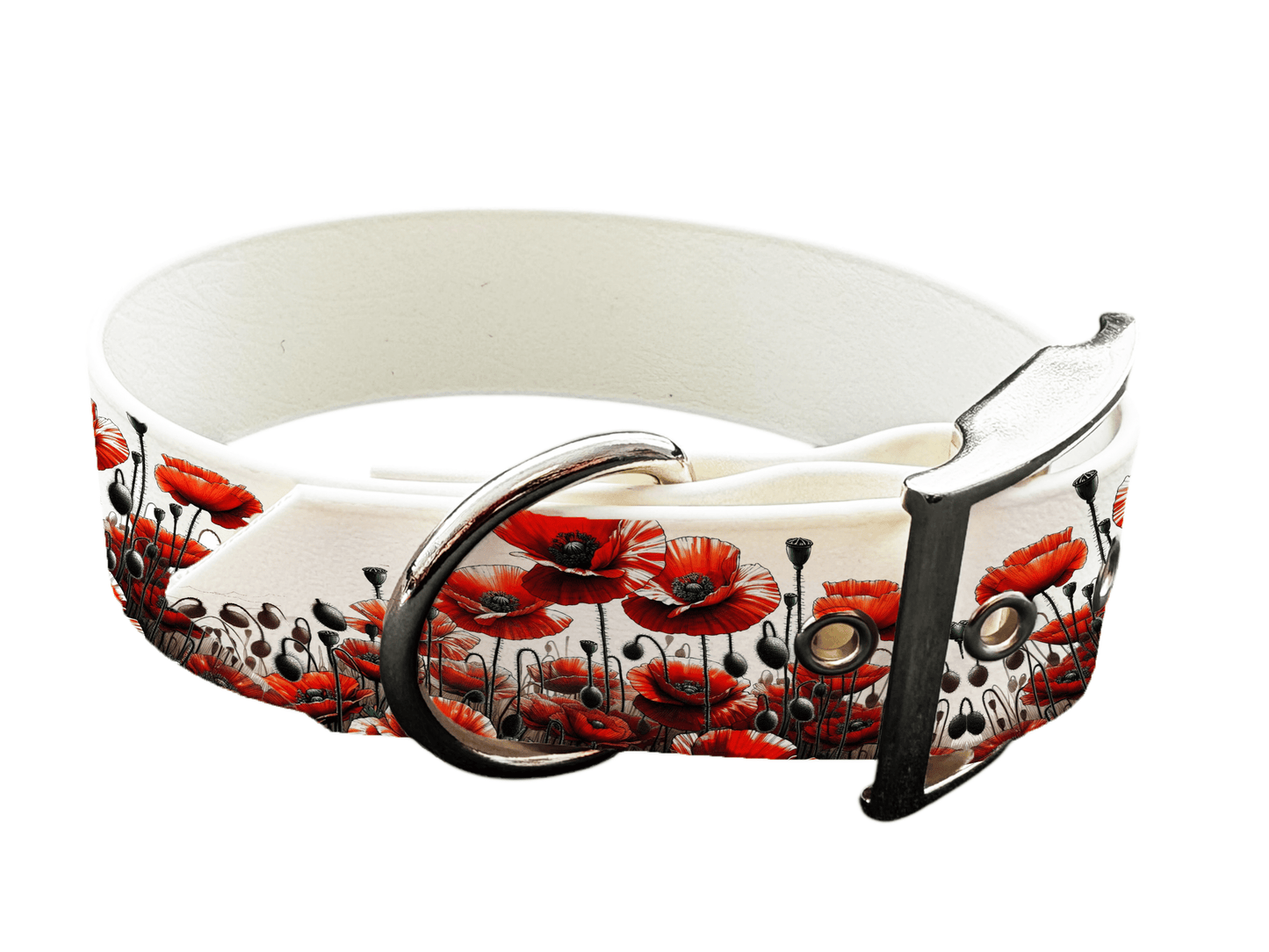 L'atelier du Fourmilier Colliers 58 Collier large pour chien en BioThane® imprimé – Collection plantes et fleurs – 38mm