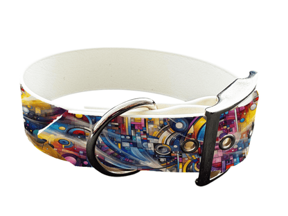 L'atelier du Fourmilier Colliers 65 Collier large pour chien en BioThane® imprimé – Collection abstrait – 38mm
