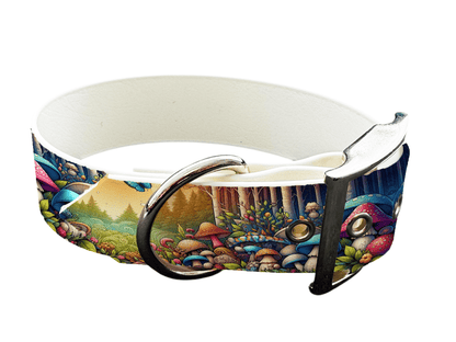L'atelier du Fourmilier Colliers 66 Collier large pour chien en BioThane® imprimé – Collection forêt enchantée – 38mm