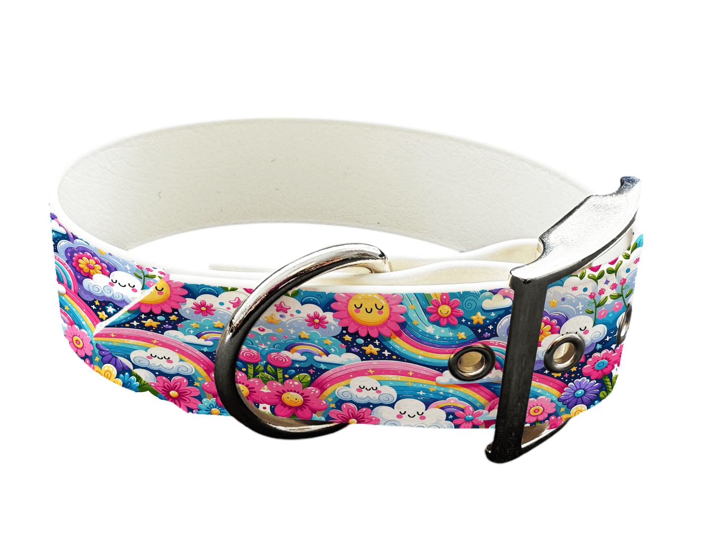 L'atelier du Fourmilier Colliers 68 Collier large pour chien en BioThane® imprimé – Collection nuages– 38mm