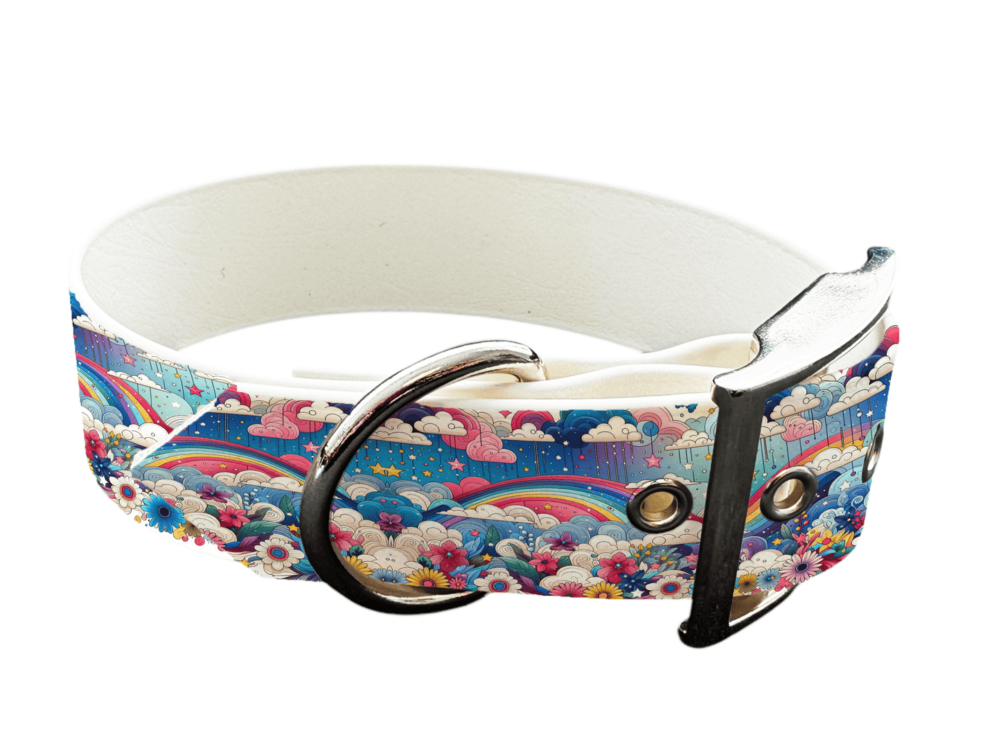 L'atelier du Fourmilier Colliers 70 Collier large pour chien en BioThane® imprimé – Collection nuages– 38mm