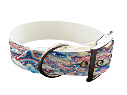 L'atelier du Fourmilier Colliers 71 Collier large pour chien en BioThane® imprimé – Collection nuages– 38mm