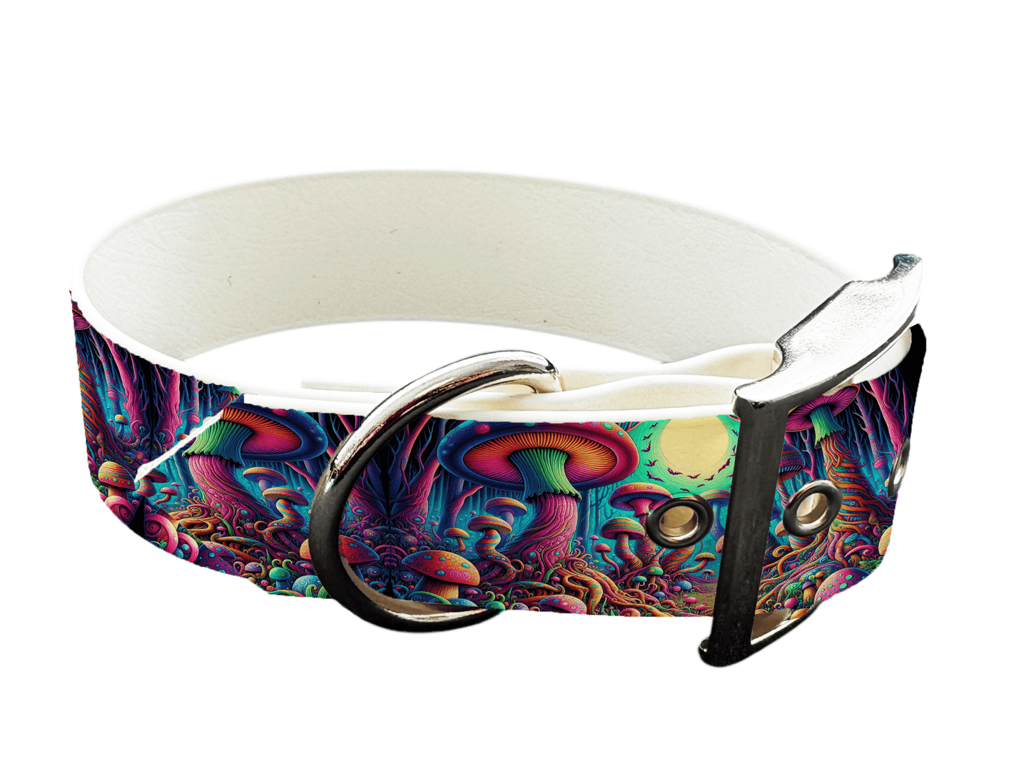 L'atelier du Fourmilier Colliers 72 Collier large pour chien en BioThane® imprimé – Collection forêt enchantée – 38mm