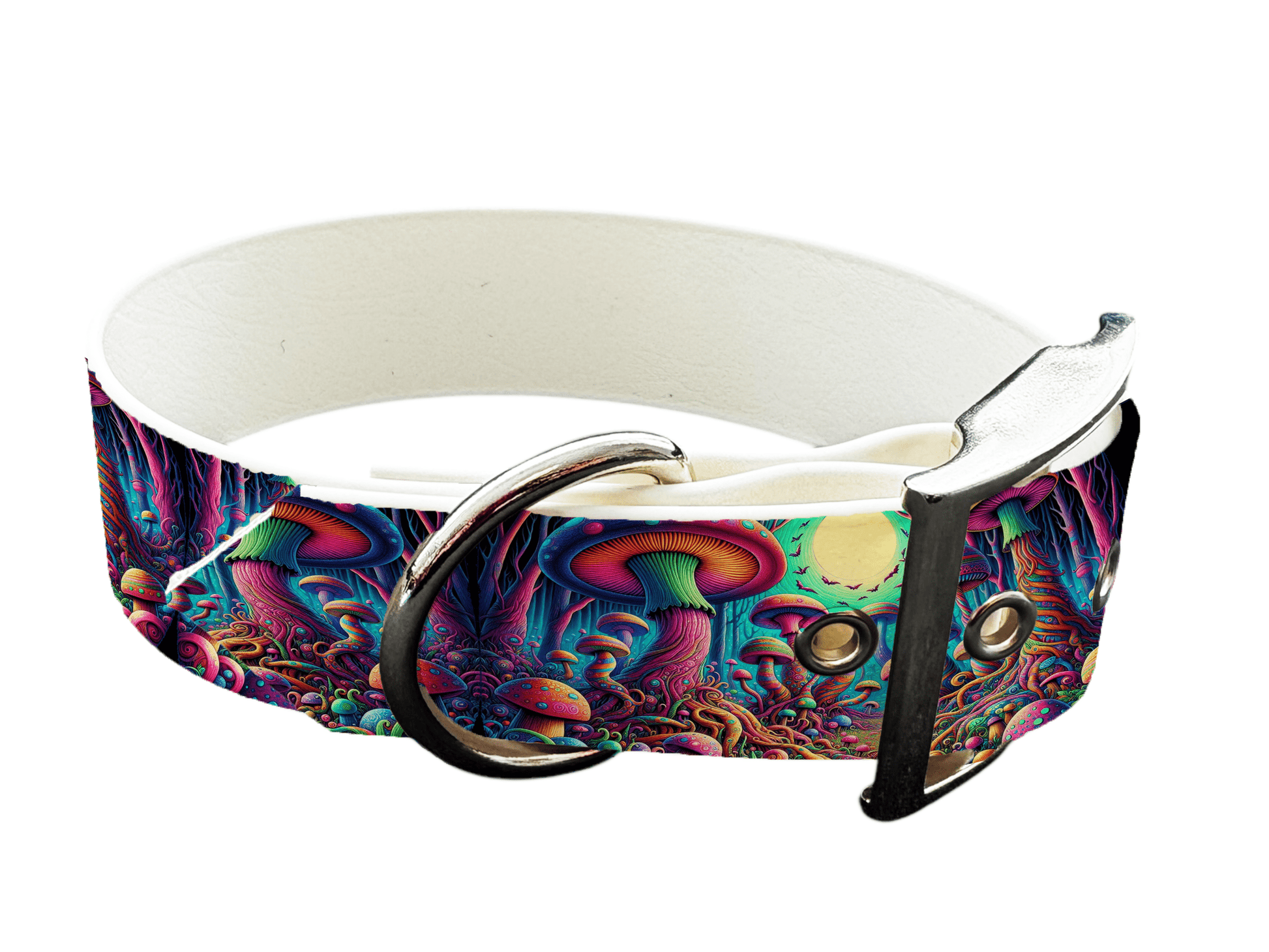 L'atelier du Fourmilier Colliers 72 Collier large pour chien en BioThane® imprimé – Collection forêt enchantée – 38mm