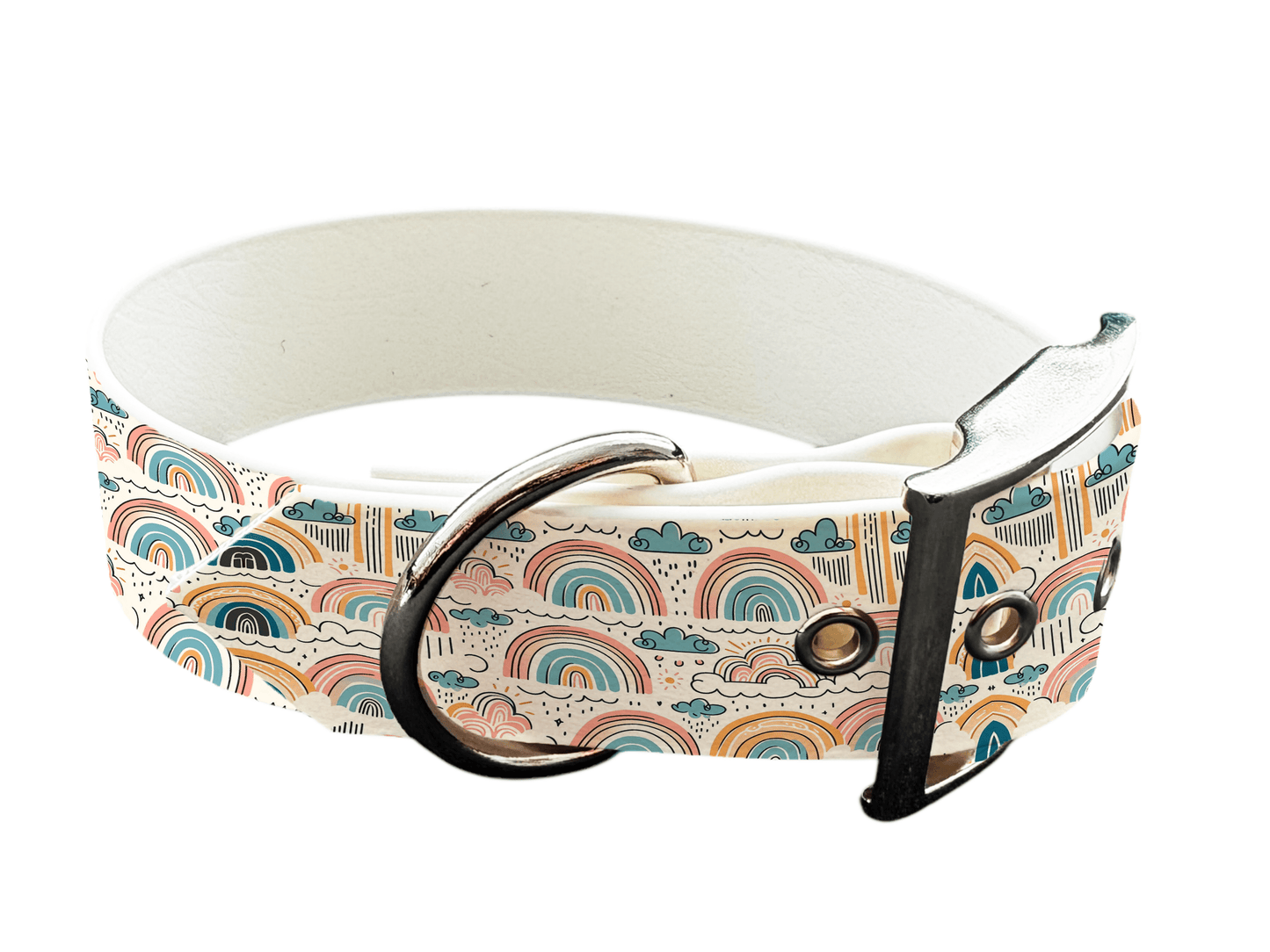 L'atelier du Fourmilier Colliers 98 Collier large pour chien en BioThane® imprimé – Collection nuages– 38mm