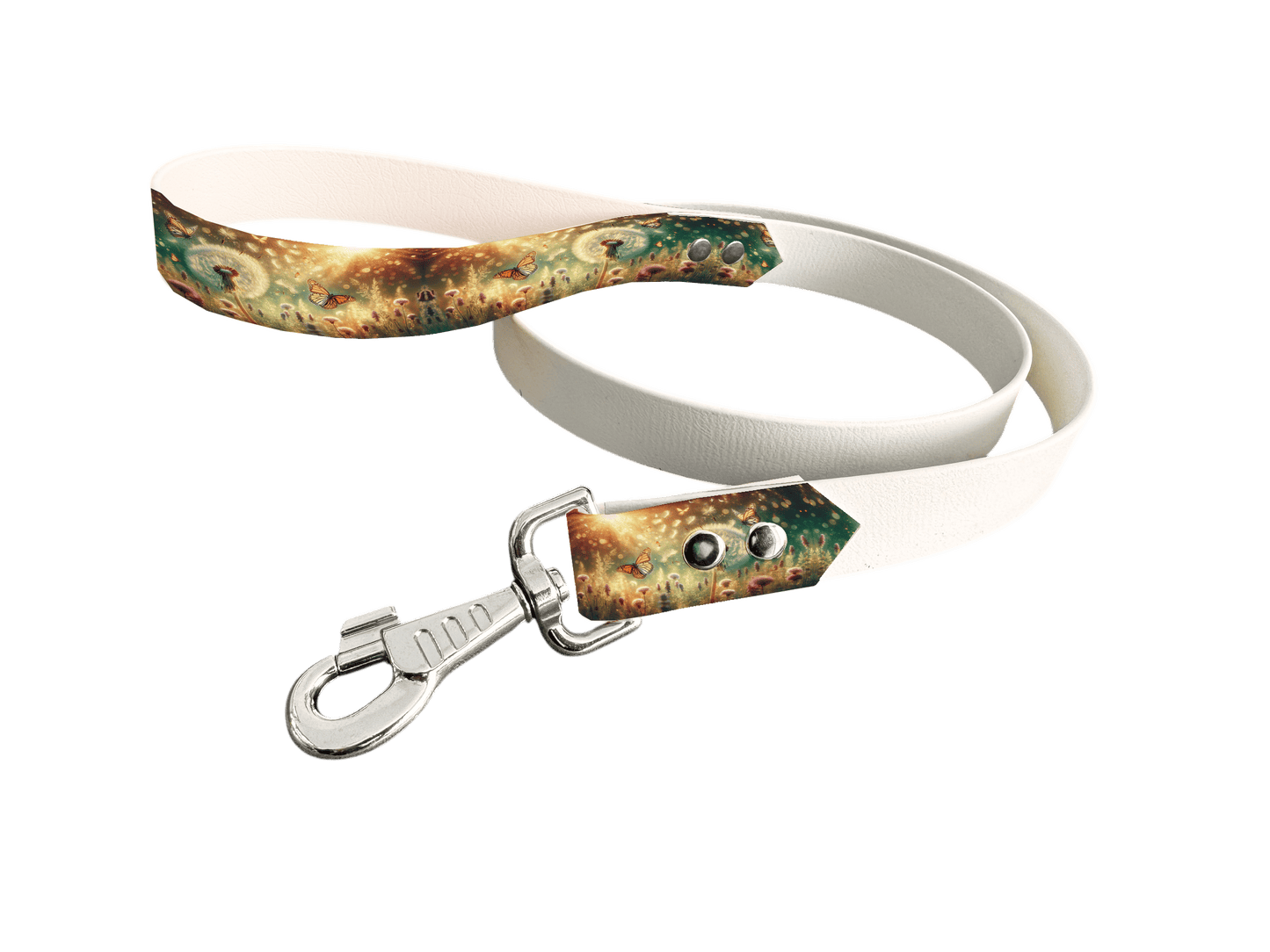 L'atelier du Fourmilier Laisse bicolore 110 / 19mm Laisse en BioThane® avec poignée imprimée – Collection Fleur - Coloris au choix