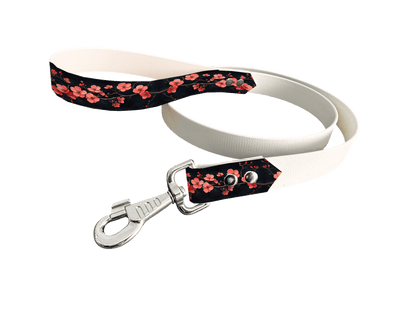 L'atelier du Fourmilier Laisse bicolore 178 / 19mm Laisse en BioThane® avec poignée imprimée – Collection Fleur - Coloris au choix