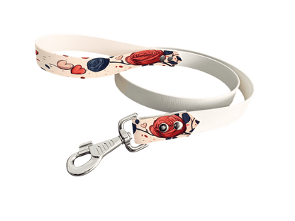 L'atelier du Fourmilier Laisse bicolore 210 / 19mm Laisse en BioThane® avec poignée imprimée – Collection Fleur - Coloris au choix
