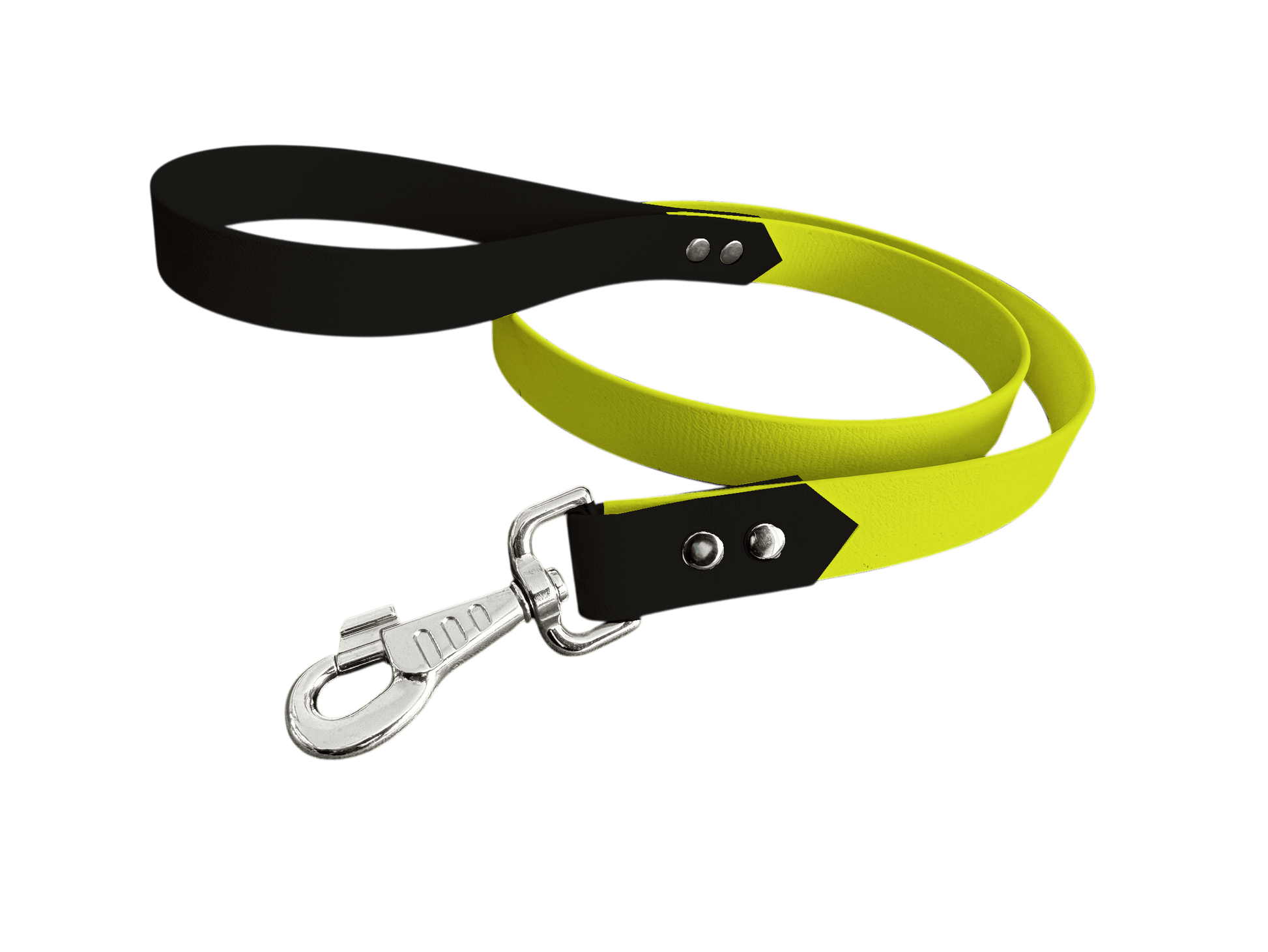 L'atelier du Fourmilier Laisse bicolore Jaune Fluo Laisse bicolore Classique en BioThane