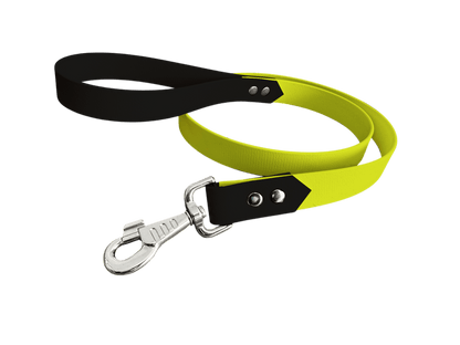 L'atelier du Fourmilier Laisse bicolore Jaune Fluo Laisse bicolore Classique en BioThane