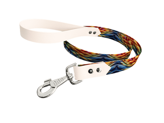 L'atelier du Fourmilier Laisse bicolore longe imprimée 1 / 19mm Laisse bicolore en BioThane® avec longe imprimée – Collection Fourrure et pelage - Coloris au choix