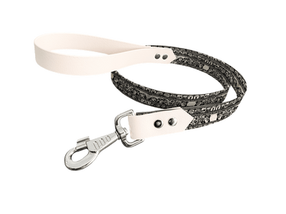 L'atelier du Fourmilier Laisse bicolore longe imprimée 105 / 19mm Laisse bicolore en BioThane® avec longe imprimée – Collection Chiens- Coloris au choix