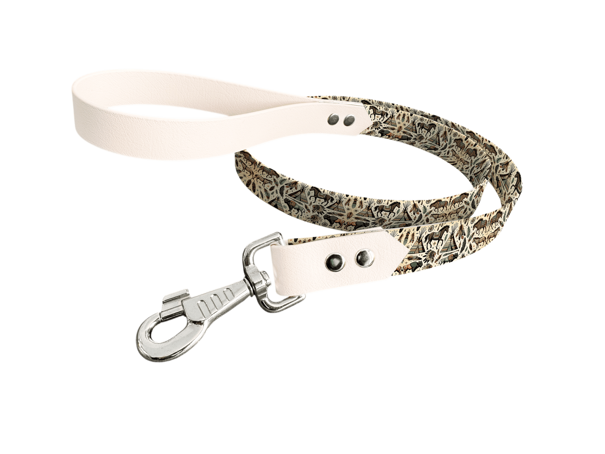 L'atelier du Fourmilier Laisse bicolore longe imprimée 106 / 19mm Laisse bicolore en BioThane® avec longe imprimée – Collection Tribal - Coloris au choix
