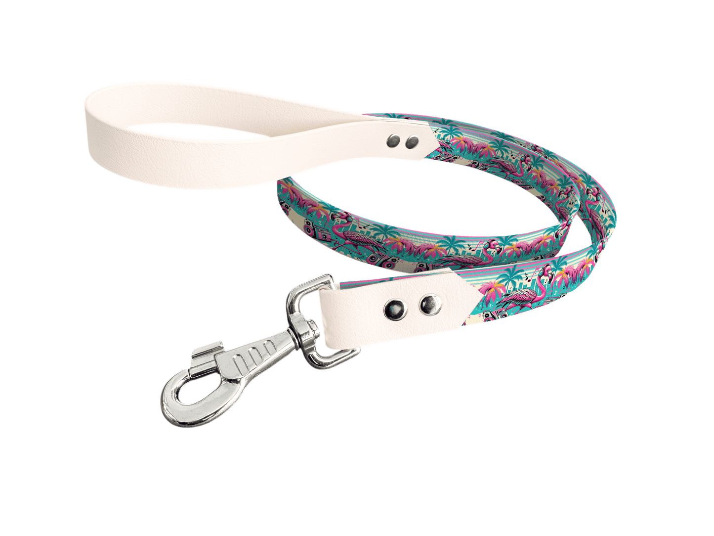 L'atelier du Fourmilier Laisse bicolore longe imprimée 108 / 19mm Laisse bicolore en BioThane® avec longe imprimée – Collection Pop Art- Coloris au choix