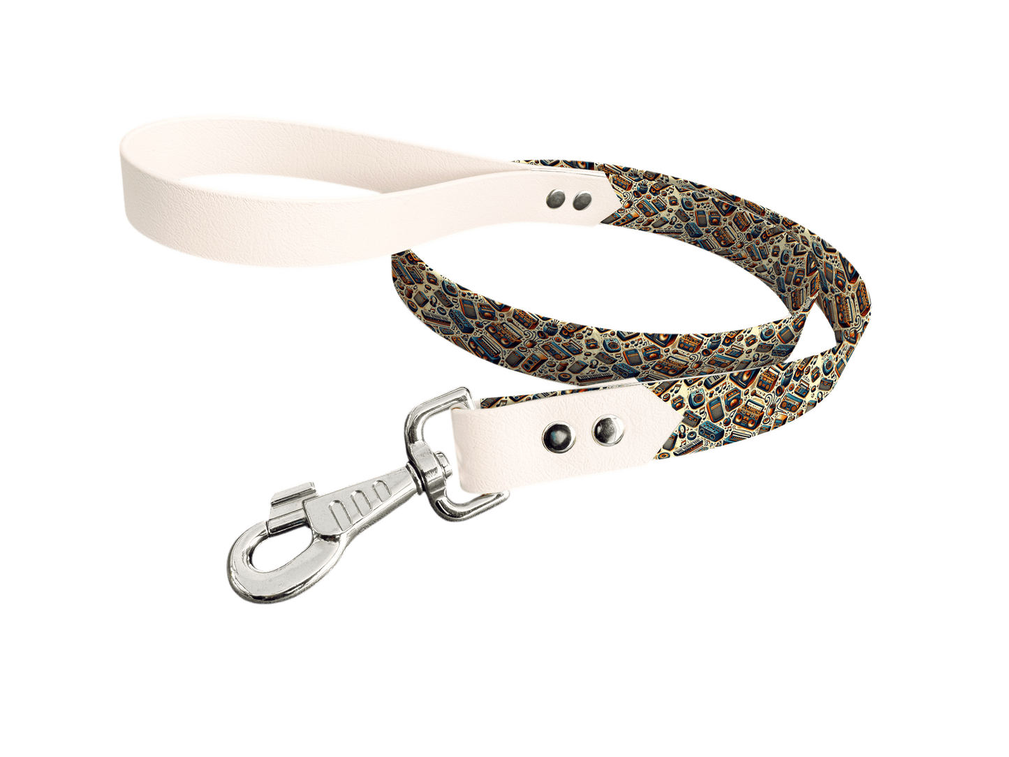 L'atelier du Fourmilier Laisse bicolore longe imprimée 109 / 19mm Laisse bicolore en BioThane® avec longe imprimée – Collection Pop Art- Coloris au choix