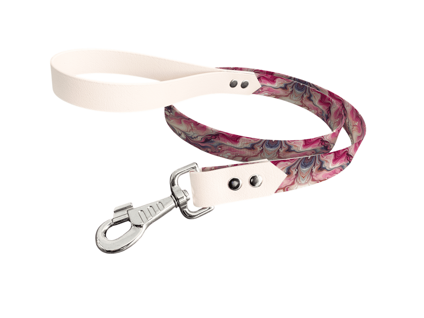 L'atelier du Fourmilier Laisse bicolore longe imprimée 11 / 19mm Laisse bicolore en BioThane® avec longe imprimée – Collection Abstrait - Coloris au choix