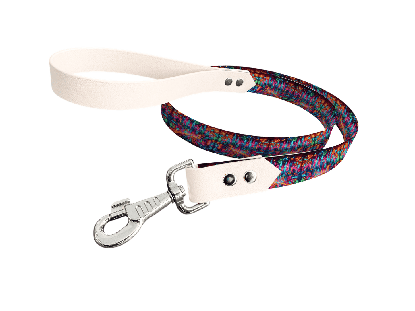 L'atelier du Fourmilier Laisse bicolore longe imprimée 115 / 19mm Laisse bicolore en BioThane® avec longe imprimée – Collection Pop Art- Coloris au choix