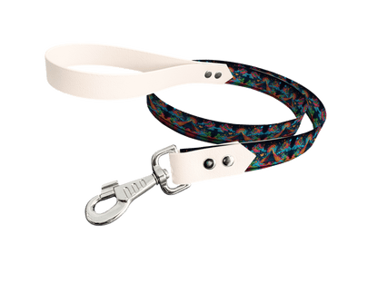 L'atelier du Fourmilier Laisse bicolore longe imprimée 116 / 19mm Laisse bicolore en BioThane® avec longe imprimée – Collection Tribal - Coloris au choix