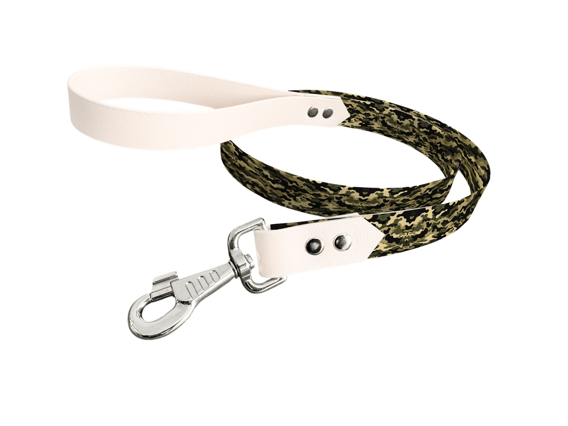 L'atelier du Fourmilier Laisse bicolore longe imprimée 12 / 19mm Laisse bicolore en BioThane® avec longe imprimée – Collection Camouflage- Coloris au choix