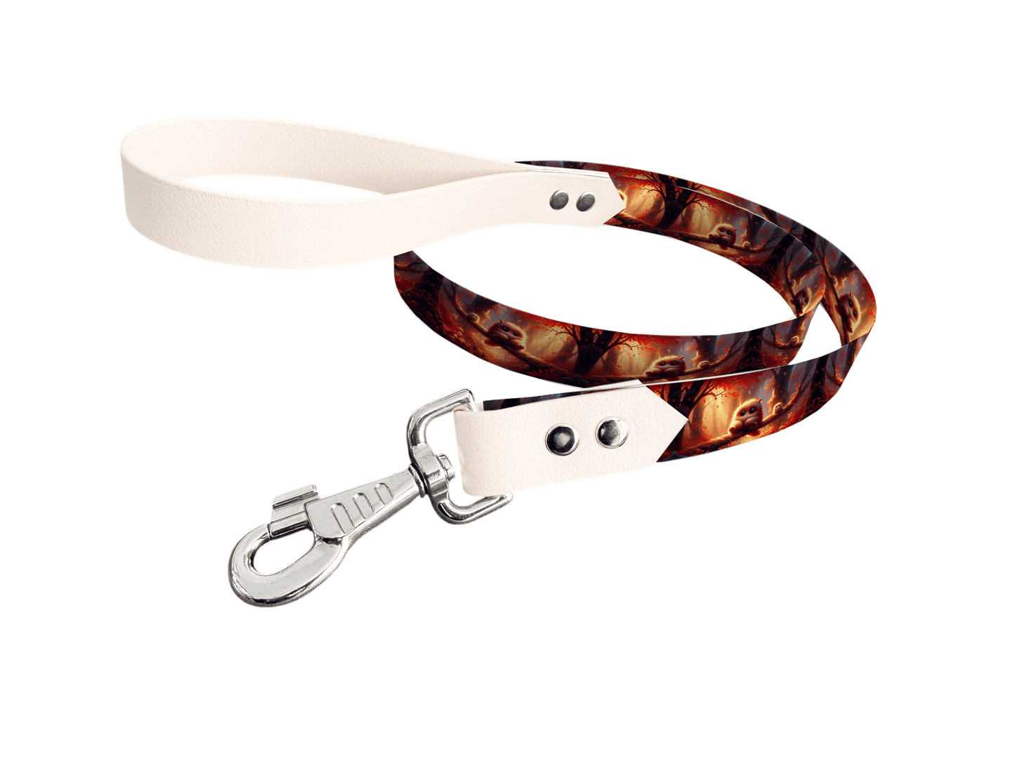 L'atelier du Fourmilier Laisse bicolore longe imprimée 126 / 19mm Laisse bicolore en BioThane® avec longe imprimée – Collection Créatures imaginaires- Coloris au choix